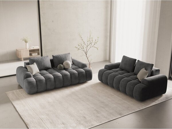 Siva žametna sedežna garnitura 175 cm Linz – Cosmopolitan Design