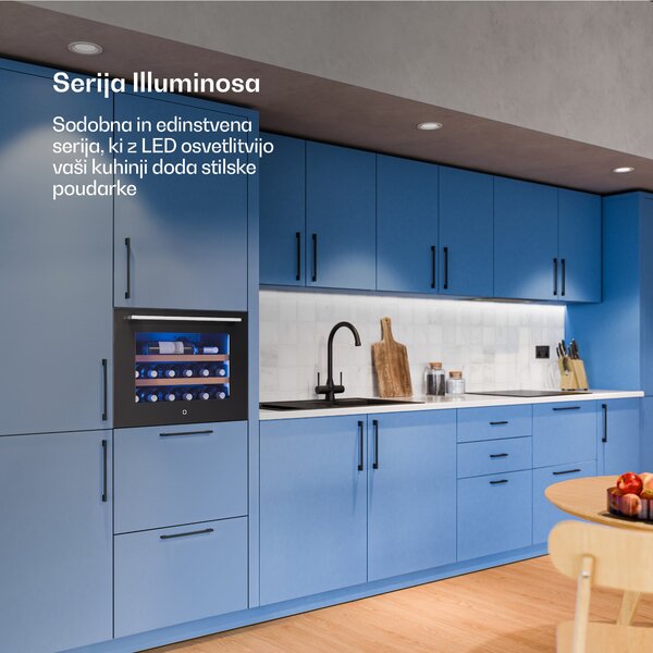 Klarstein Illuminosa vgradni hladilnik za vino | Moderno | UV-zaščita | 61 litrov | 19 steklenic | 60 cm