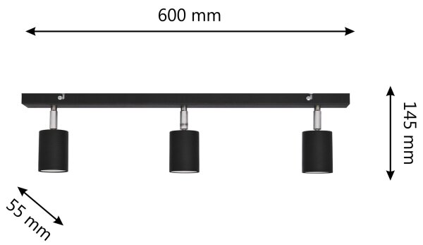 LED Reflektor TUNE 3xGU10/4,8W/230V črna