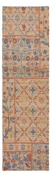 Ročno tkan tekač iz mešanice jute v naravni barvi 60x230 cm Taylor Patchwork – Flair Rugs