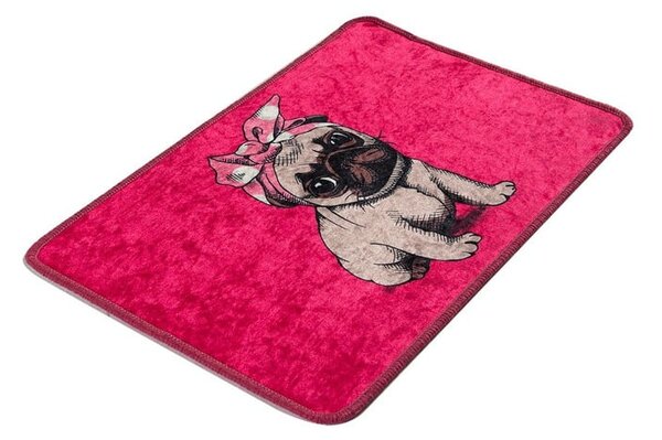 Rožnata kopalniška preproga 40x60 cm Pink Pug – Foutastic