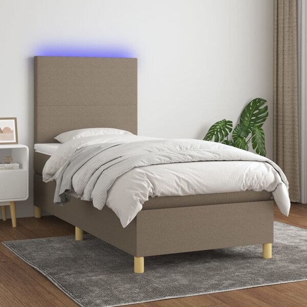 VidaXL Box spring postelja z vzmetnico LED taupe 80x200 cm blago