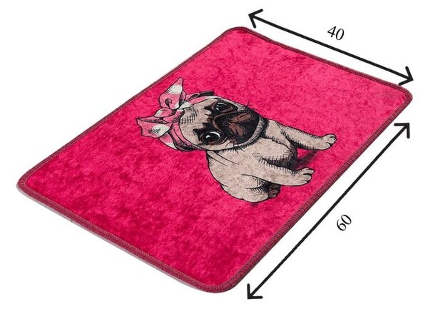 Rožnata kopalniška preproga 40x60 cm Pink Pug – Foutastic