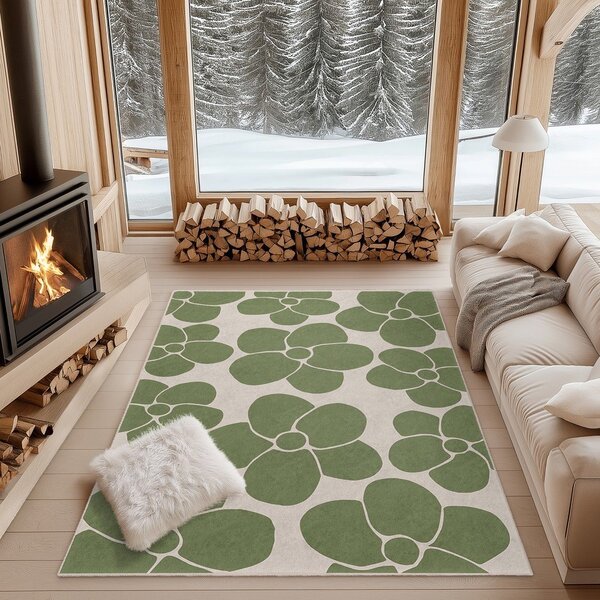 Zelena pralna preproga 60x100 cm Green Meadow – Mila Home
