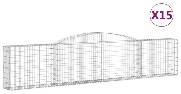 VidaXL Obokane gabion košare 15 kosov 400x30x80/100 cm cinkano železo