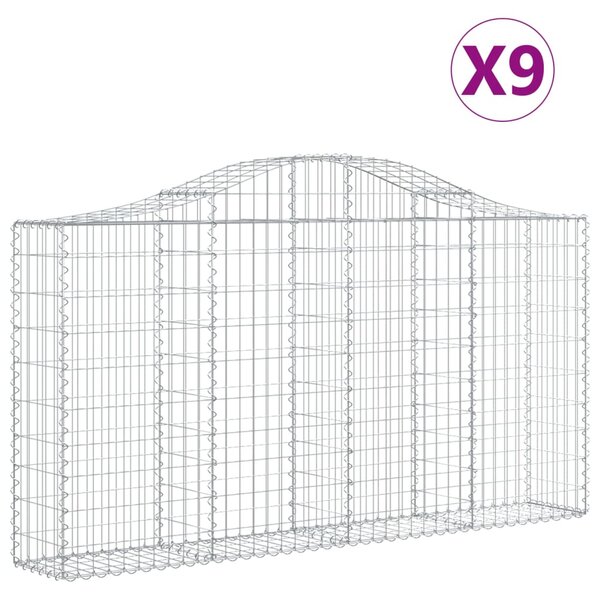 VidaXL Obokane gabion košare 9 kosov 200x30x100/120cm pocinkano železo