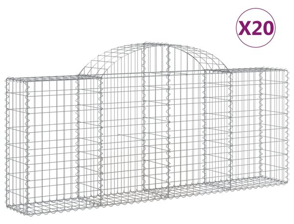 VidaXL Obokane gabion košare 20 kosov 200x30x80/100 cm cinkano železo