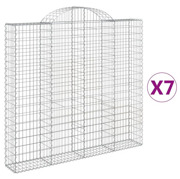 VidaXL Obokane gabion košare 7 kosov 200x30x180/200cm pocinkano železo