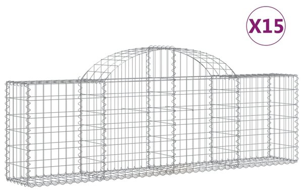 VidaXL Obokana gabionska košara 15 kosov 200x30x60/80cm cinkano železo