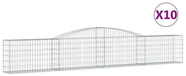 VidaXL Obokana gabionska košara 10 kosov 400x30x60/80cm cinkano železo