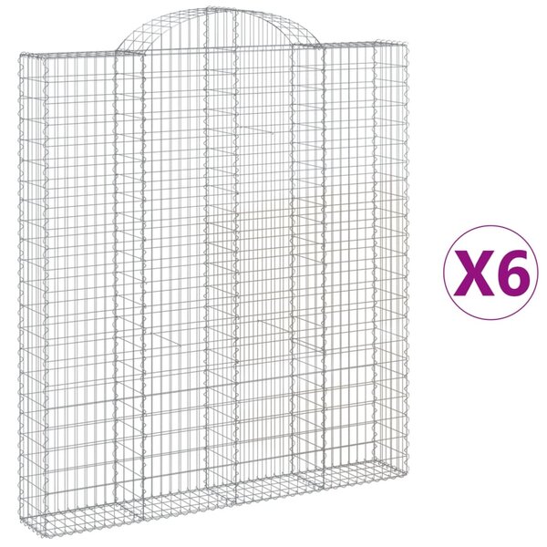 VidaXL Obokane gabion košare 6 kosi 200x30x220/240 cm pocinkano železo