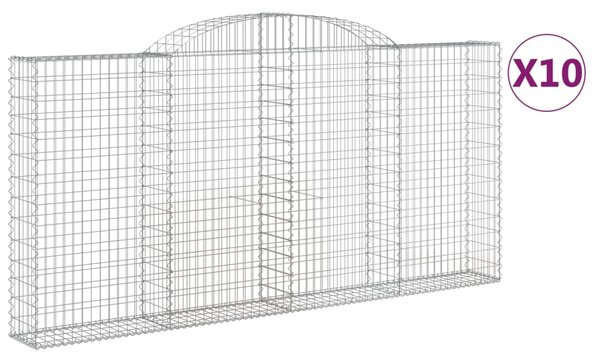 VidaXL Obokane gabion košare 10 kosi 300x30x140/160cm pocinkano železo