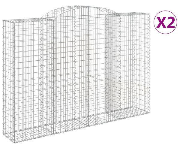 VidaXL Obokane gabion košare 2 kosa 300x50x200/220 cm pocinkano železo