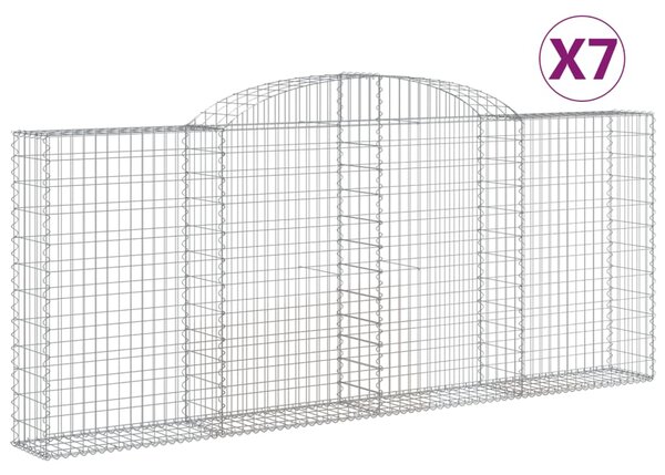 VidaXL Obokane gabion košare 7 kosa 300x30x120/140 cm pocinkano železo