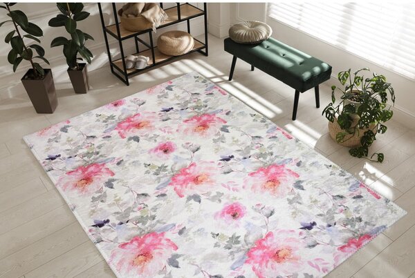 Rožnata/slonokoščena pralna preproga 80x150 cm Pink Garden – Vitaus