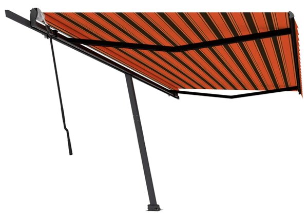 VidaXL Prostostoječa ročno zložljiva tenda 500x300 cm oranžna/rjava