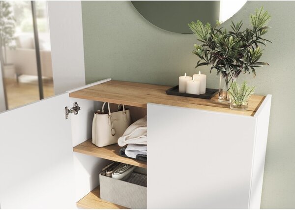 Bela omarica v hrastovem dekorju 74x105x33 cm Alviano – Germania