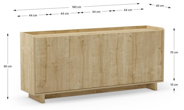 Komoda v hrastovem dekorju v naravni barvi 180x80x40 cm Daira – Marckeric