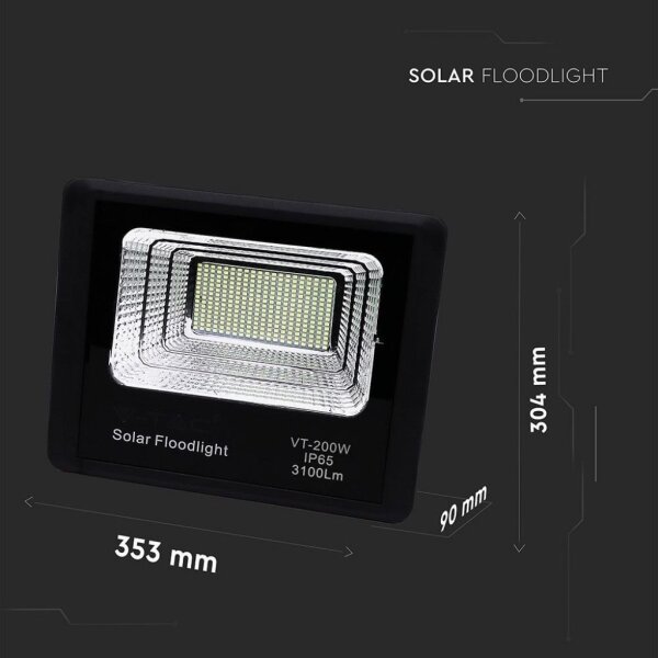 LED Zunanji solarni reflektor LED/40W/10V IP65 6000K + Daljinski upravljalnik