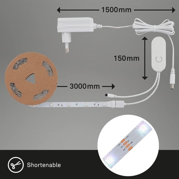 Brilo - LED RGBW Zatemnitveni trak 4,65m LED/12W/230V + Daljinski upravljalnik