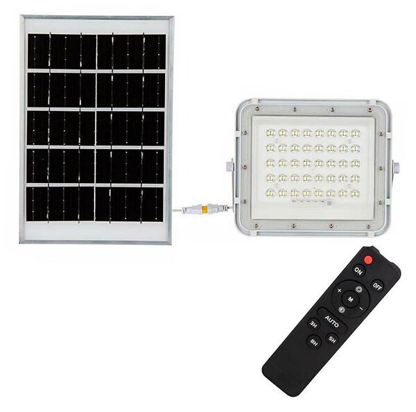 LED Zunanji solarni reflektor LED/10W/3,2V IP65 6400K bela + Daljinski upravljalnik