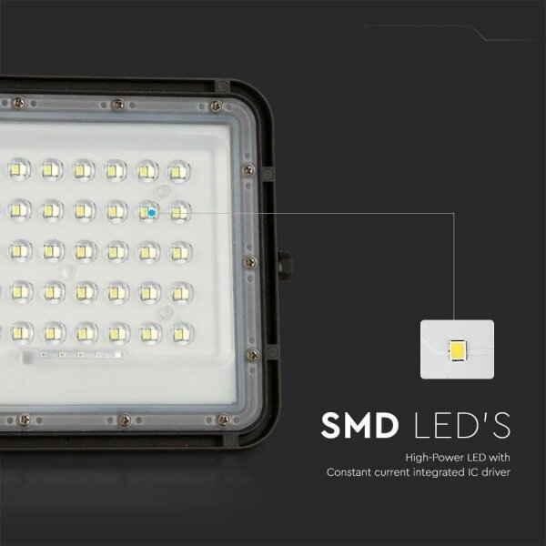 LED Zunanji solarni reflektor LED/10W/3,2V IP65 4000K črna + Daljinski upravljalnik