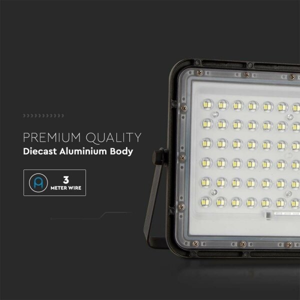 LED Zunanji solarni reflektor LED/15W/3,2V IP65 4000K črna + Daljinski upravljalnik