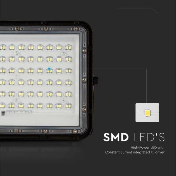 LED Zunanji solarni reflektor LED/15W/3,2V IP65 4000K črna + Daljinski upravljalnik