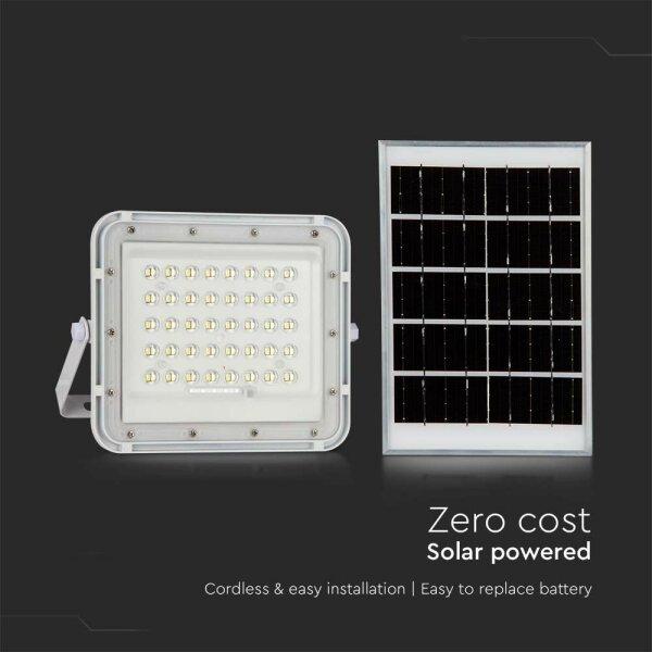 LED Zunanji solarni reflektorska LED/6W/3,2V IP65 4000K bela + Daljinski upravljalnik