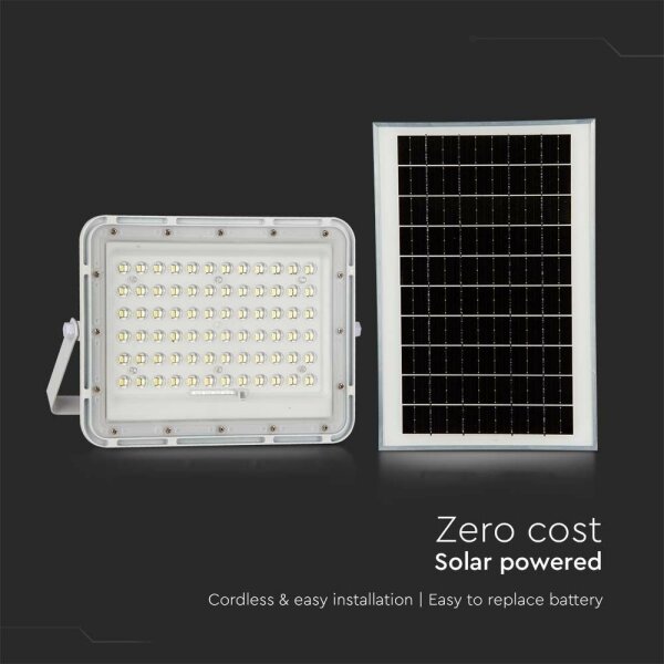 LED Zunanji solarni reflektor LED/15W/3,2V IP65 4000K bela + Daljinski upravljalnik