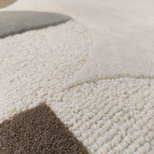 Sivo-bež ročno tkana volnena preproga 160x230 cm Mia Scallop Frame – Flair Rugs