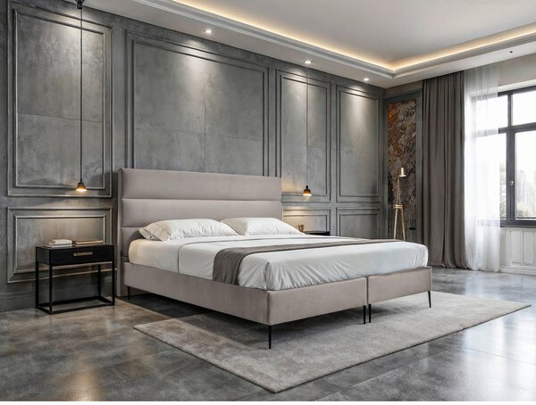 BOXSPRING POSTELJA x , tekstil, leseni material krem barve