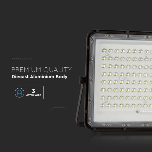 LED Zunanji solarni reflektor LED/20W/3,2V 6400K črna + Daljinski upravljalnik