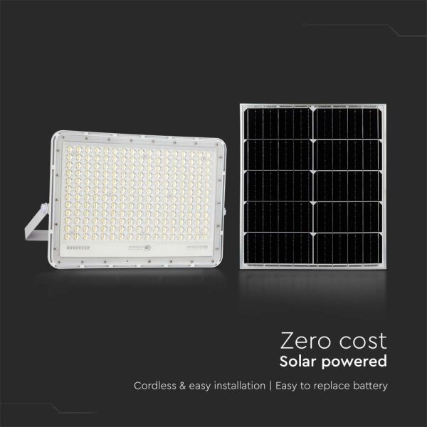 LED Zunanji solarni reflektor LED/30W/3,2V 6400K bela + Daljinski upravljalnik