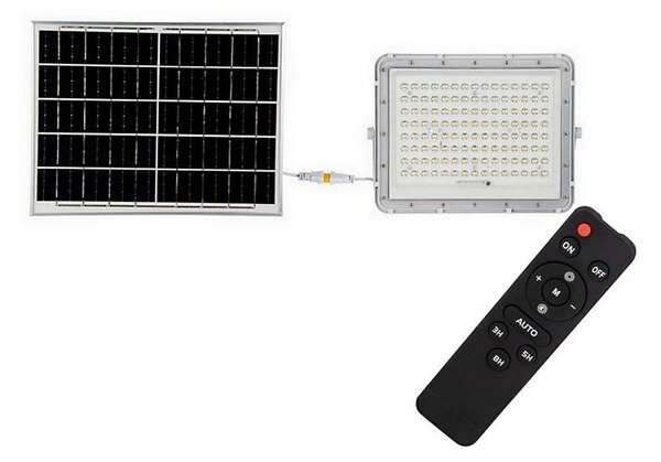 LED Zunanji solarni reflektor LED/20W/3,2V 4000K bela + Daljinski upravljalnik