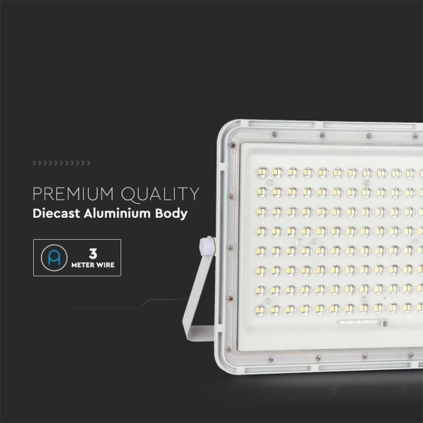 LED Zunanji solarni reflektor LED/20W/3,2V 4000K bela + Daljinski upravljalnik