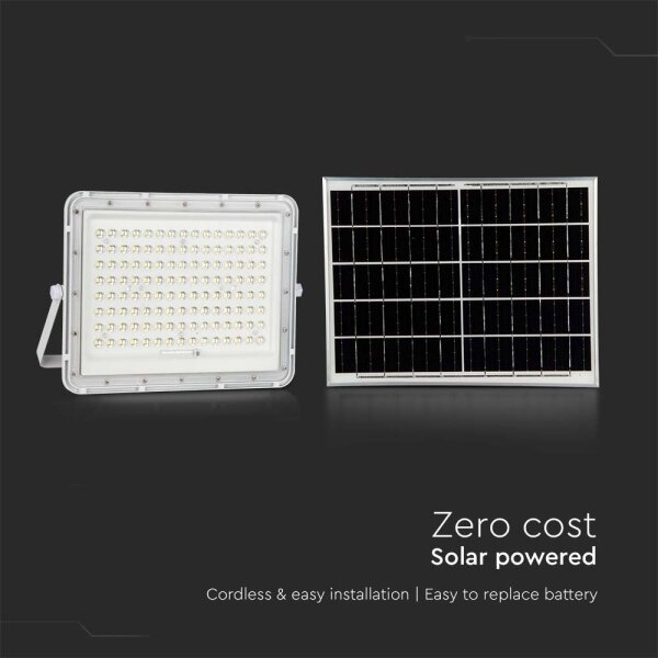 LED Zunanji solarni reflektor LED/20W/3,2V 4000K bela + Daljinski upravljalnik