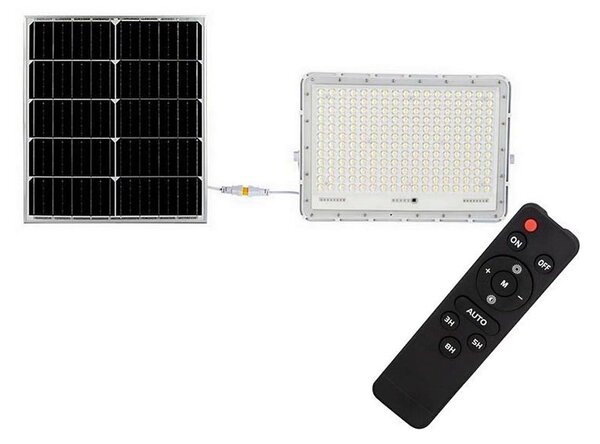 LED Zunanji solarni reflektor LED/30W/3,2V 6400K bela + Daljinski upravljalnik