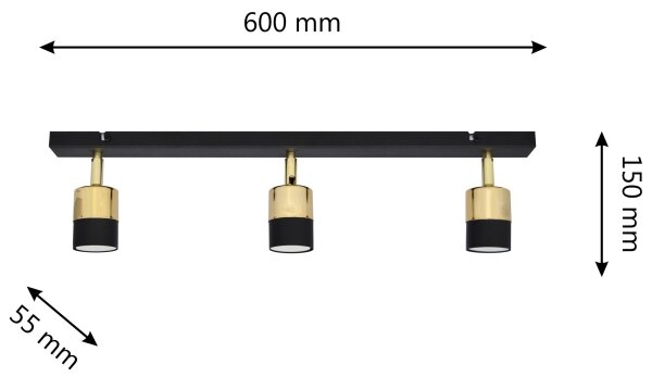 LED Reflektor TUBSSON 3xGU10/4,8W/230V črna/zlata