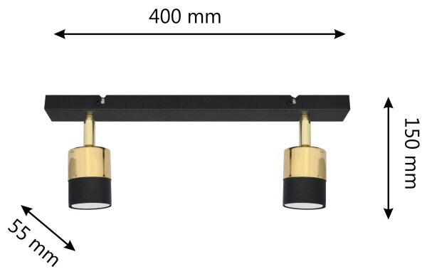 LED Reflektor TUBSSON 2xGU10/4,8W/230V črna/zlata