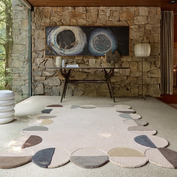 Sivo-bež ročno tkana volnena preproga 160x230 cm Mia Scallop Frame – Flair Rugs