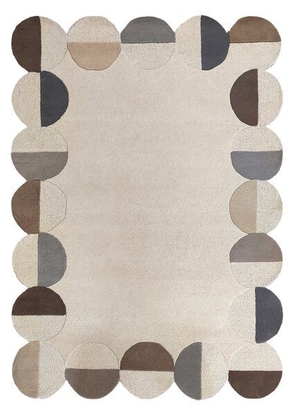 Sivo-bež ročno tkana volnena preproga 160x230 cm Mia Scallop Frame – Flair Rugs