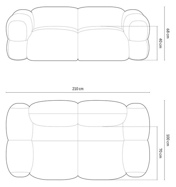 Opečnato oranžna sedežna garnitura 210 cm Loretto – Cosmopolitan Design