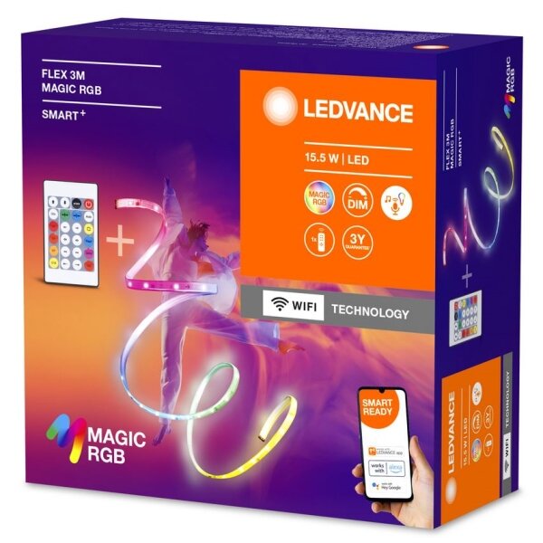 Ledvance- LED RGB Zatemnitveni trak SMART+ MAGIC FLEX 3m LED/15,5W/230V Wi-Fi + Daljinski upravljalnik