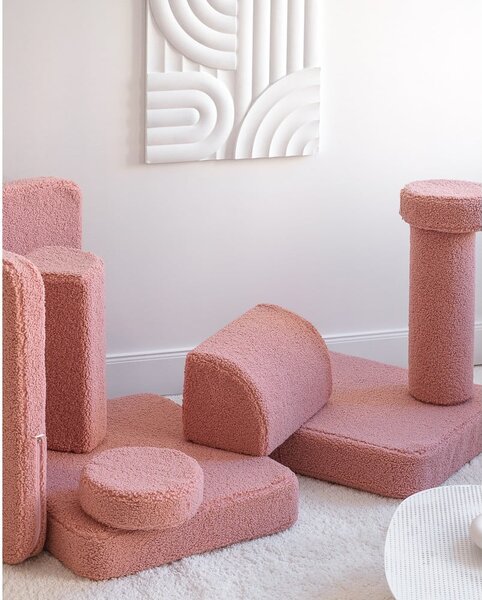 Rožnata otroška sedežna garnitura iz tkanine bouclé 132 cm Settee – Wigiwama