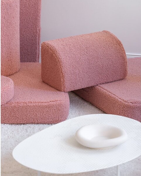 Rožnata otroška sedežna garnitura iz tkanine bouclé 132 cm Settee – Wigiwama