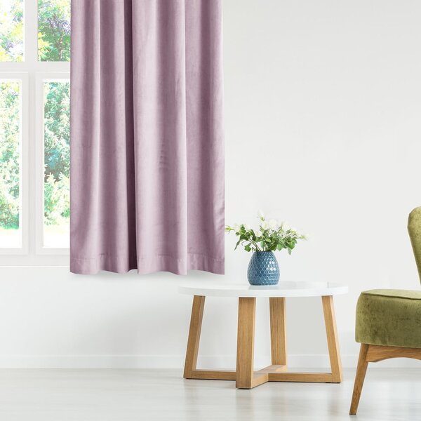 Svetlo rožnata žametna zavesa za delno zatemnitev 140x245 cm Eyelets – Restilo