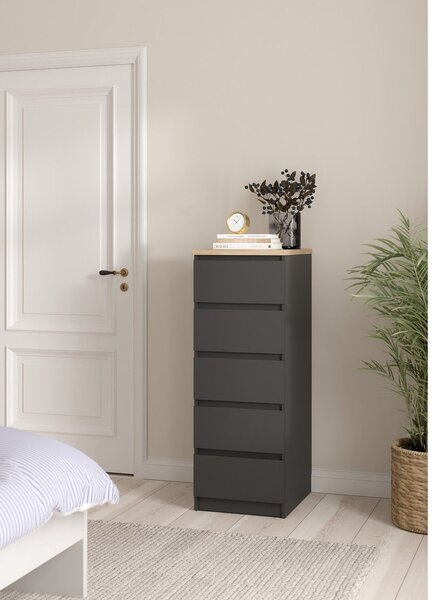 Temno siva komoda 40x111x50 cm Naia – Tvilum