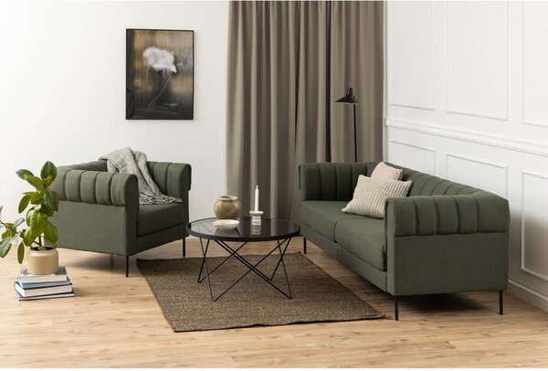 Črna mizica s stekleno mizno ploščo ø 80 cm Cuxton – Actona
