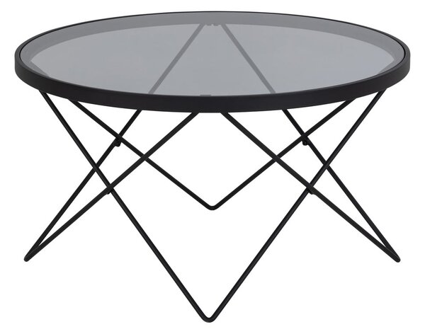 Črna mizica s stekleno mizno ploščo ø 80 cm Cuxton – Actona